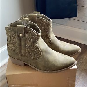 Olive Green Arizona Cowboy Bootie